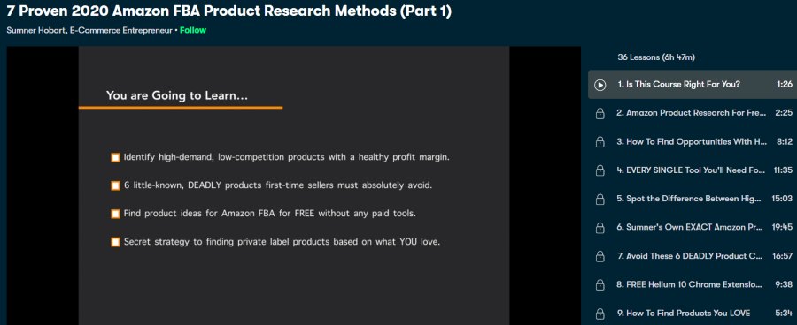 1. 7 Proven 2020 Amazon FBA Product Research Methods – Part 1 (Skillshare)