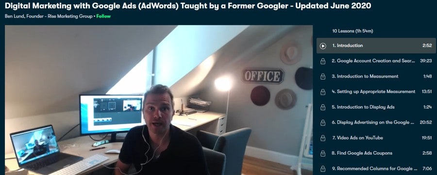 1. Digital Marketing with Google Ads (AdWords) Taught by a Former Googler - Updated June 2020 (Skillshare)