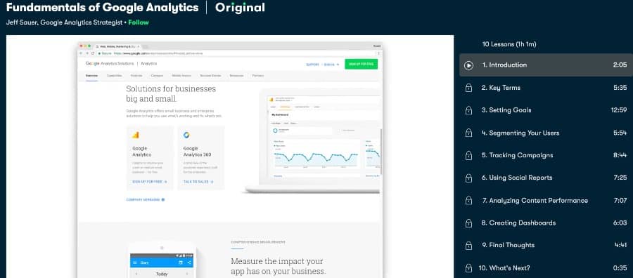 1. Fundamentals of Google Analytics (Skillshare)