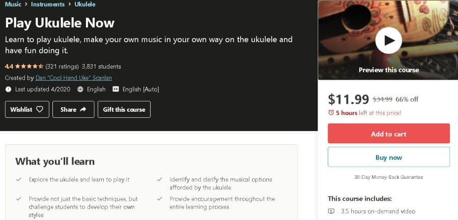 10. Play Ukulele Now (Udemy)