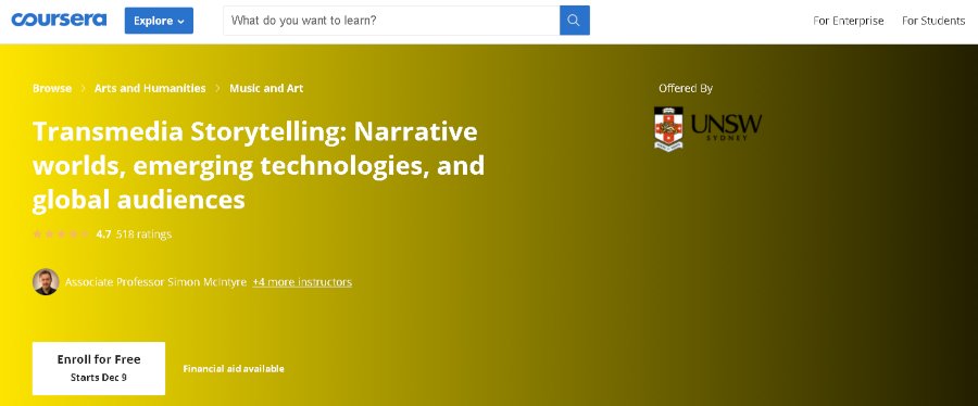 11. Transmedia Storytelling Narrative worlds, emerging technologies, and global audiences (Coursera)