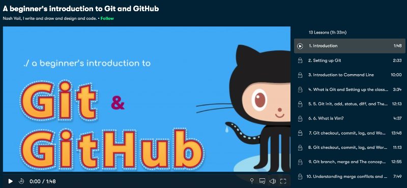 2. A Beginner's Introduction to Git and GitHub (Skillshare)