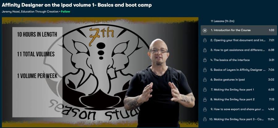 2. Affinity Designer on the iPad volume 1- Basics and boot camp (Skillshare)