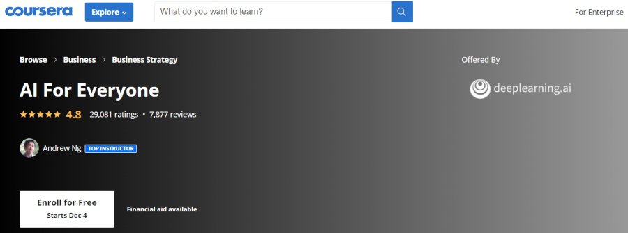 2. AI For Everyone (Coursera)