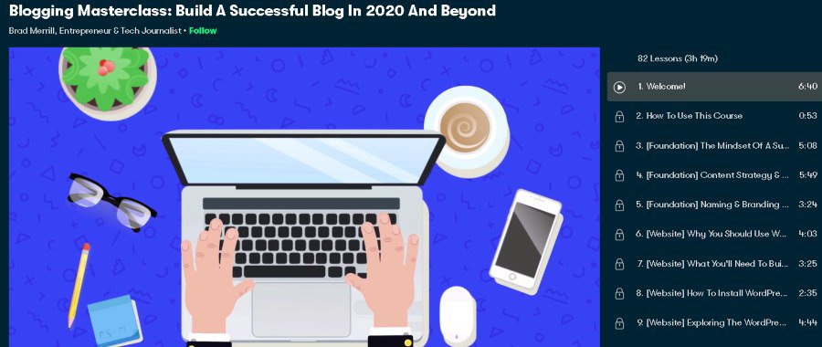 2. Blogging Masterclass Build A Successful Blog In 2020 And Beyond (Skillshare)