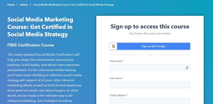 4. Social Media Marketing Course Get Certified in Social Media Strategy (Hubspot)