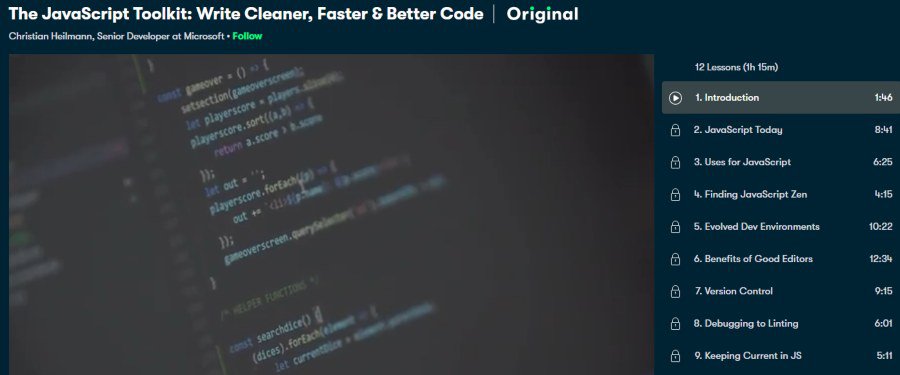 4. The JavaScript Toolkit Write Cleaner, Faster & Better Code (Skillshare)