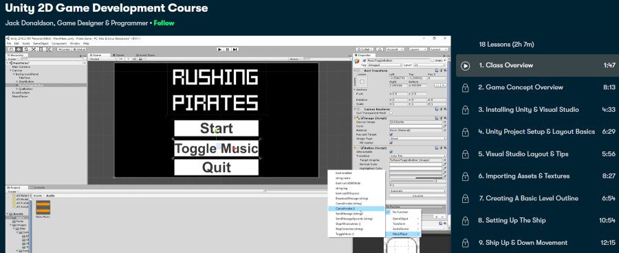 4. Unity 2D Game Development Course (Skillshare)