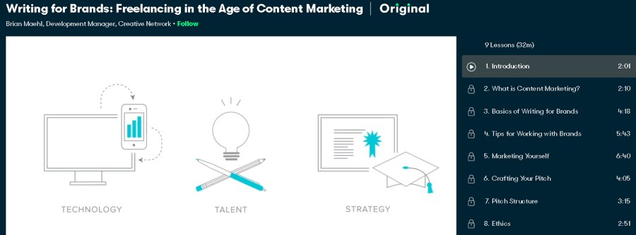 5. Writing for Brands Freelancing in the Age of Content Marketing (Skillshare)