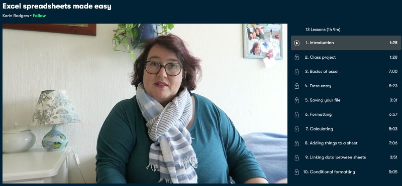 7. Excel Spreadsheets Made Easy (Skillshare)
