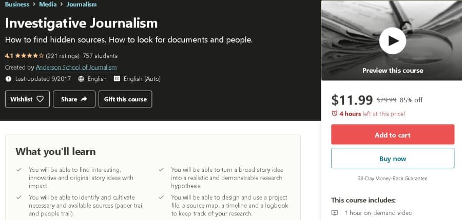 8. Investigative Journalism (Udemy)