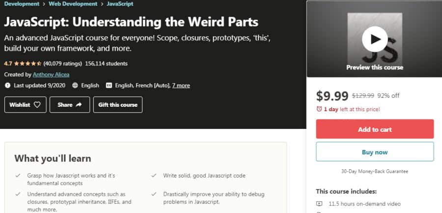 8. JavaScript Understanding the Weird Parts (Udemy)