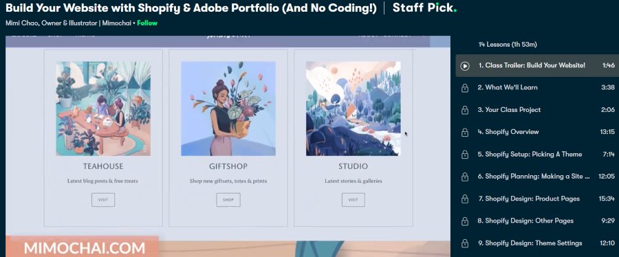 9. Build Your Website with Shopify & Adobe Portfolio (And No Coding!) (Skillshare)