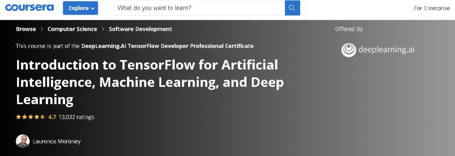 9. Introduction to TensorFlow for Artificial Intelligence, Machine Learning, and Deep Learning (Coursera)