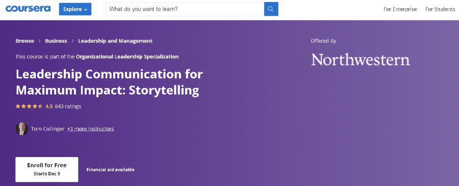 9. Leadership Communication for Maximum Impact Storytelling (Coursera)