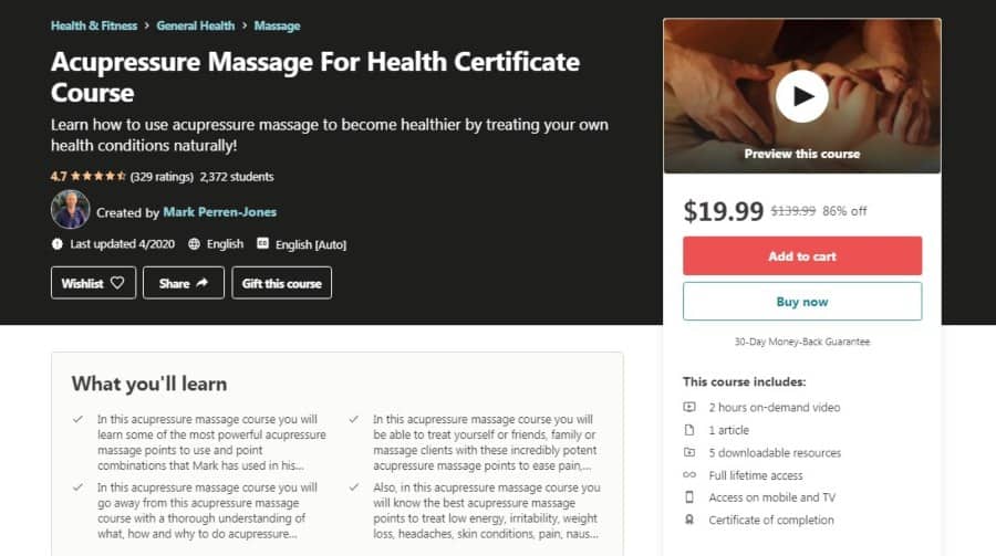 Acupressure Massage For Health Certificate Course