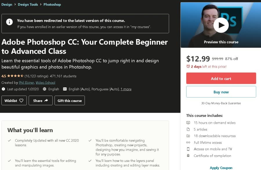 Adobe Photoshop CC Your Complete Beginner to Advanced Class (Udemy)