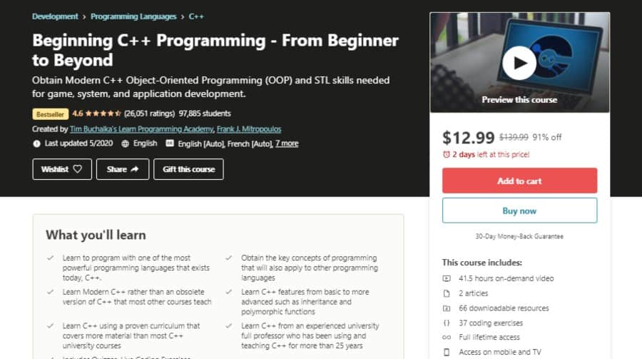 Beginning C++ Programming – From Beginner to Beyond