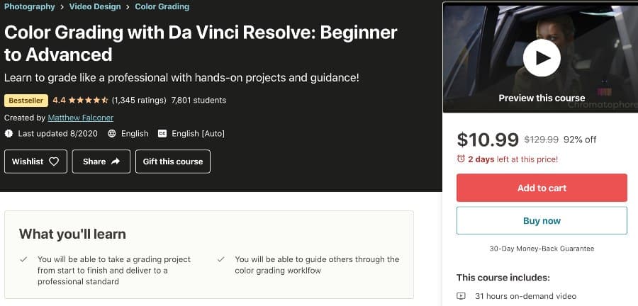 https://www.udemy.com/course/color-grading-with-da-vinci-resolve-beginner-to-advanced/