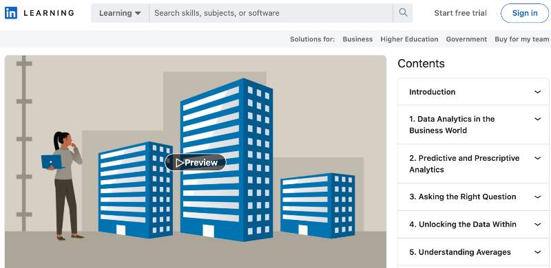 Data Analytics for Business Professionals (LinkedIn Learning)