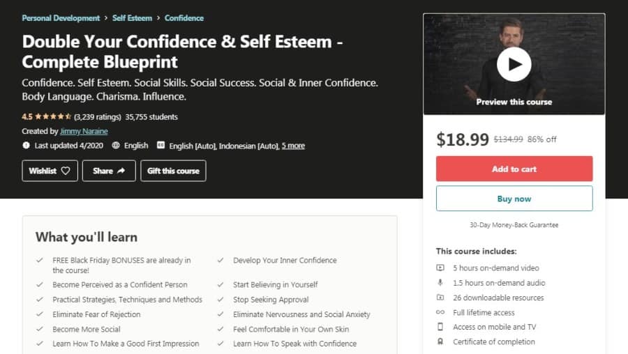 Double Your Confidence & Self Esteem - Complete Blueprint