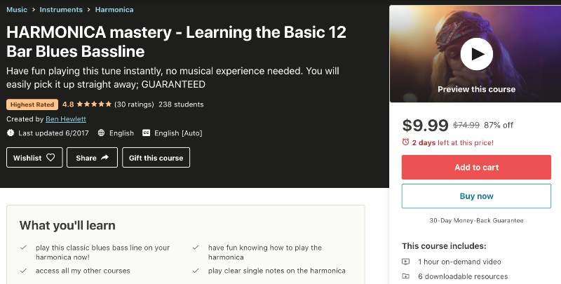 HARMONICA mastery - Learning the Basic 12 Bar Blues Bassline (Udemy)