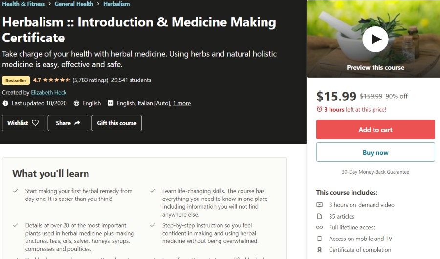 Herbalism Introduction & Medicine Making Certificate