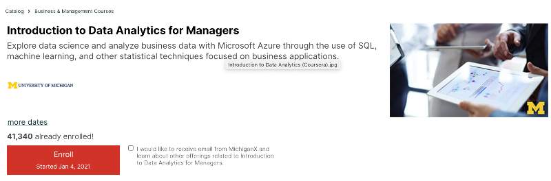 Introduction to Data Analytics for Managers (edX)