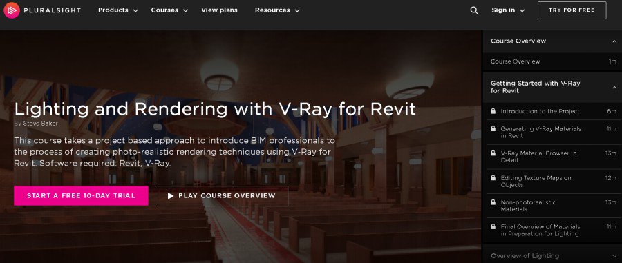 Lighting and Rendering with V-Ray for Revit (PluralSight)