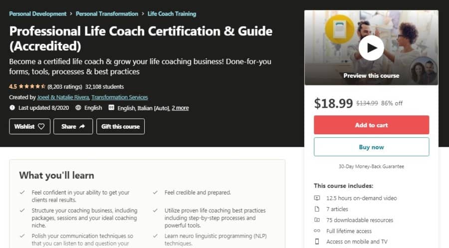 Professional Life Coach Certification & Guide (Accredited)