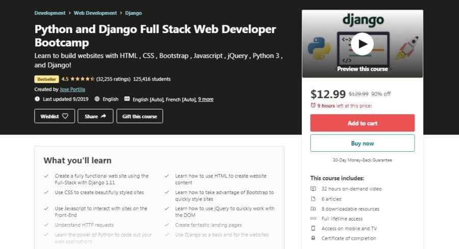 Python and Django Full Stack Web Developer Bootcamp