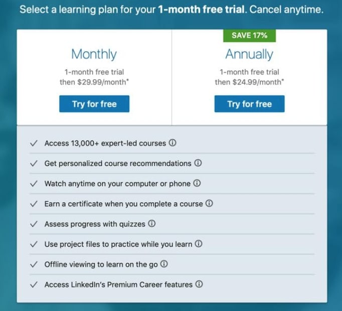 LinkedIn Learning price