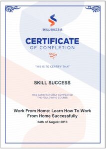 SkillSuccess Certificate of Completion