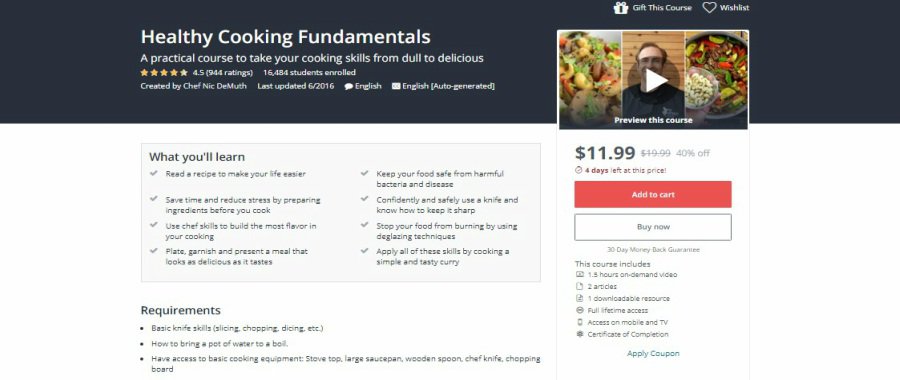 Udemy: Healthy Cooking Fundamentals