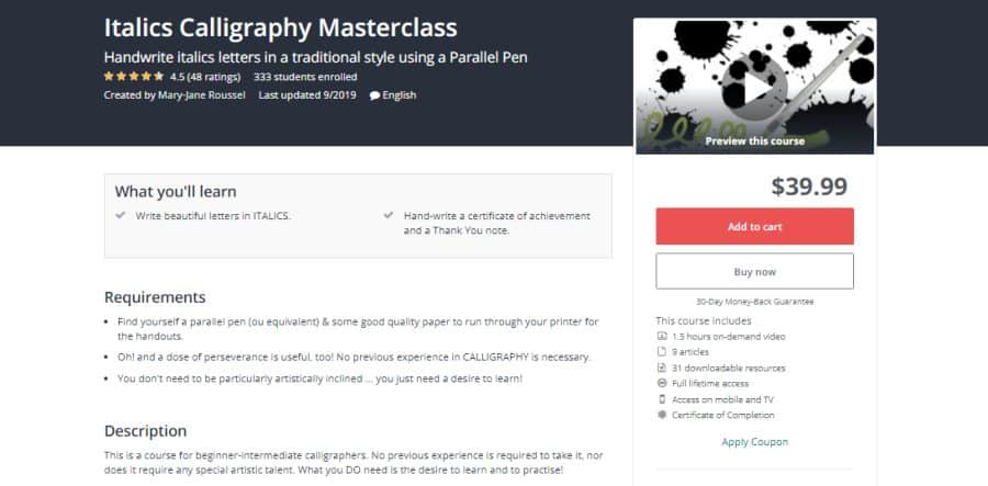 Udemy: Italics Calligraphy Masterclass