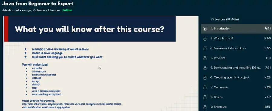 1. Java from Beginner to Expert (Skillshare)