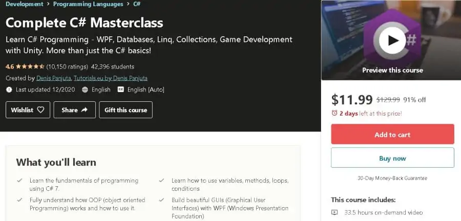 10. Complete C# Masterclass (Udemy)