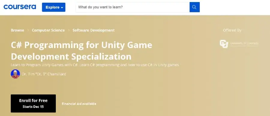 11. C# Programming for Unity Game Development Specialization (Coursera)