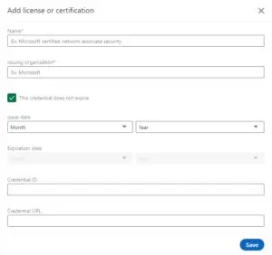 add a certificate to LinkedIn profile manually