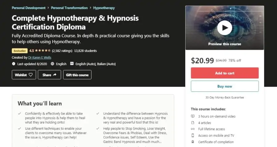 Complete Hypnotherapy & Hypnosis Certification Diploma