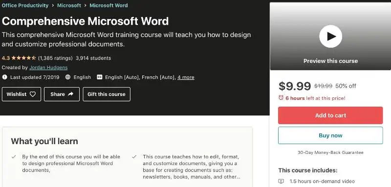 Comprehensive Microsoft Word (Udemy)