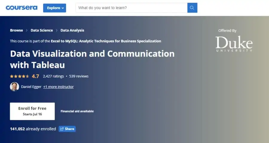 Data Visualization and Communication with Tableau