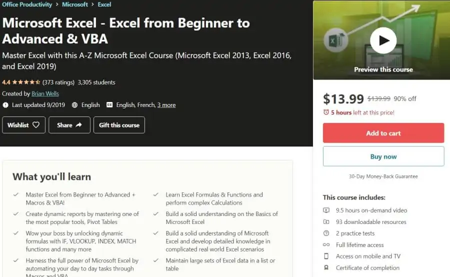 Microsoft Excel - Excel from Beginner to Advanced