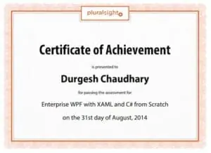 Pluralsight certificate