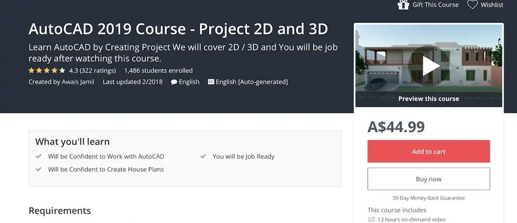 AutoCAD Course - Project 2D and 3D (Udemy)