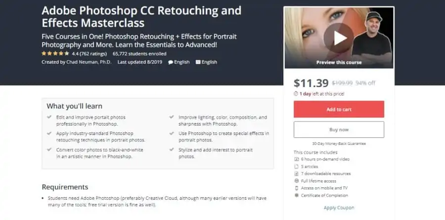 Udemy: Adobe Photoshop CC Retouching and Effects Masterclass