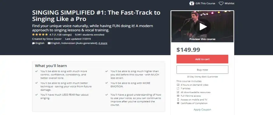 Udemy: Singing Simplified #1: The Fast-Track to Singing Like a Pro